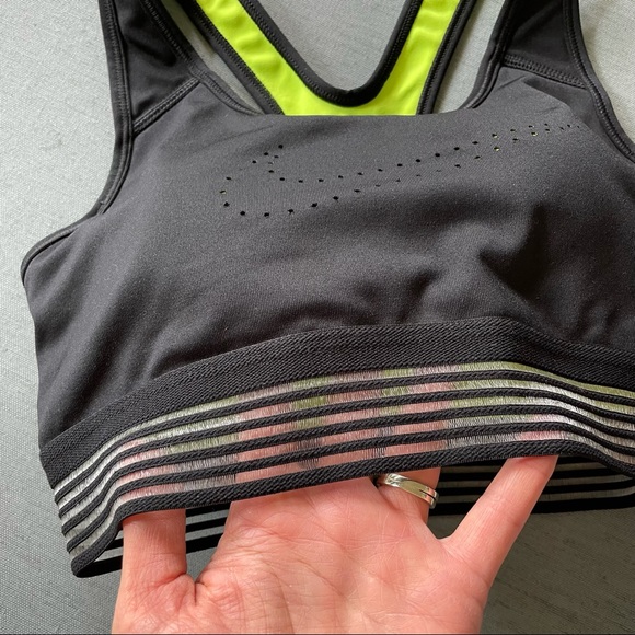 Nike Dri-fit Sports Bra -black Neon yellow/green S - Picture 7 of 9